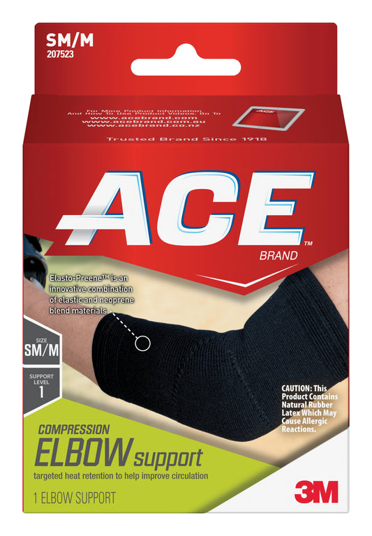 3M™ Ace™ Elbow Support, Left Or Right Elbow, Small/Medium, Black, Sold As 12/Box 3M 207523