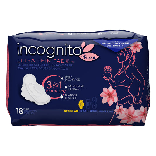 Incognito® By Prevail Ultra Thin Pad With Wings, Regular, Sold As 18/Bag First Pvh-418