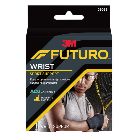 3M Futuro Adult Sport Wrist Support, Wraparound, Adjustable, Black, 4-1/2 To 9-1/2 Inch, One Size Fits Most, Sold As 12/Case 3M 09033Enr