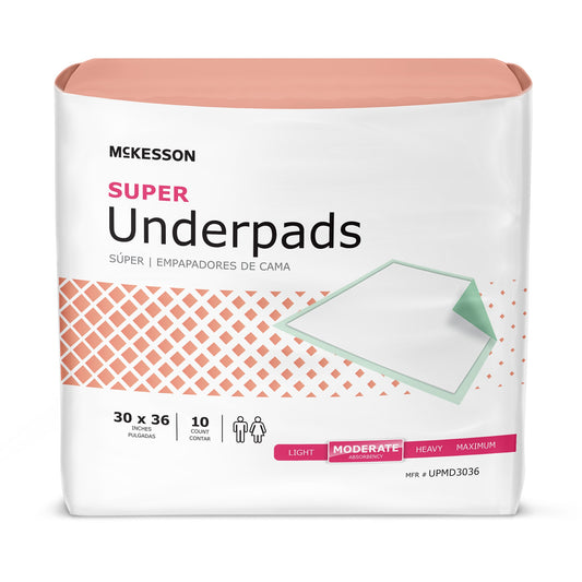 Mckesson Super Moderate Absorbency Underpad, 30 X 36 Inch, Sold As 100/Case Mckesson Upmd3036