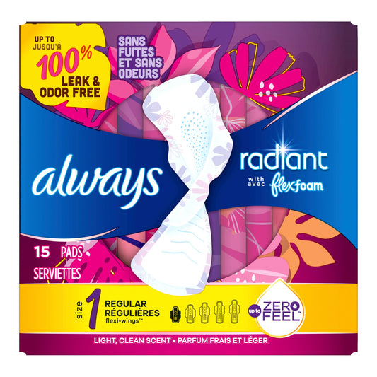 Pad, Always Radiant W/Flexifoam Reg Flow (15/Bx), Sold As 15/Box Procter 03700095334