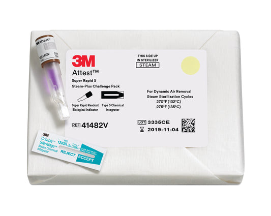 Attest™ Super Rapid 5 Steam-Plus Sterilization Biological Indicator Challenge Pack, Sold As 24/Case 3M 41482Vf