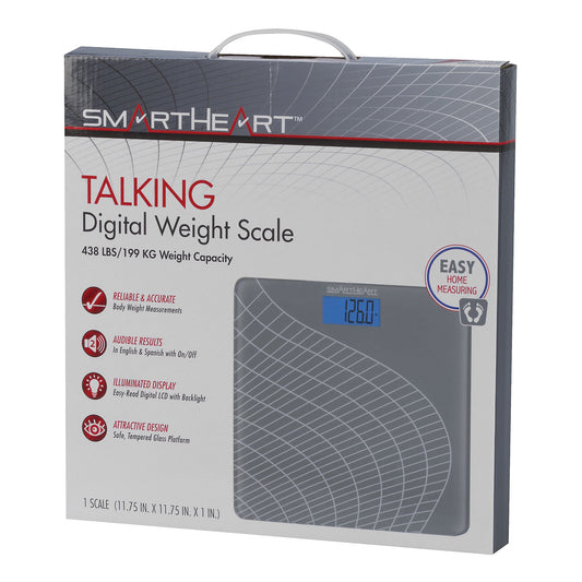 Smartheart Talking Scale, Digital Bathroom Scale, 438 Lbs Capacity, Sold As 1/Each Veridian 19-103
