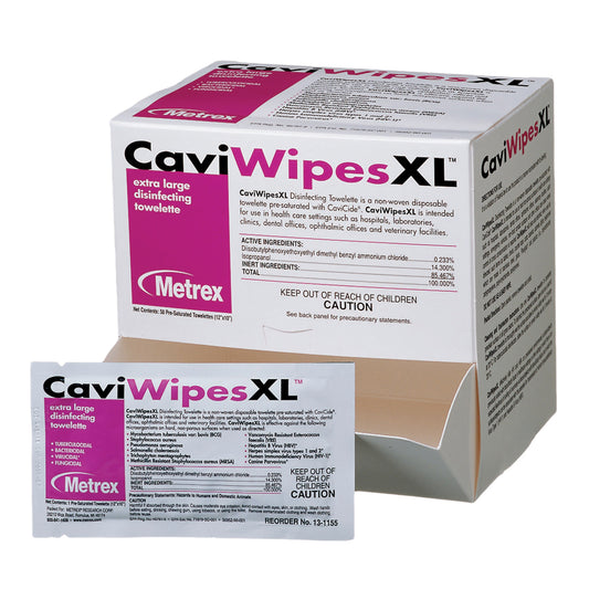 Metrex Caviwipes Surface Disinfectant Alcohol-Based Wipes, Non-Sterile, Disposable, Alcohol Scent, Individual Packet, 10 X 12 Inch, Sold As 1/Each Met