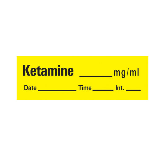 Timemed Pre-Printed Label, Ketamine_Mg/Ml Date_Time_Int, Sold As 1/Roll Precision An-60