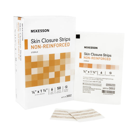 Mckesson Non-Reinforced Skin Closure Strip, 1/4 X 1-1/2 In., Sold As 50/Box Mckesson 3002