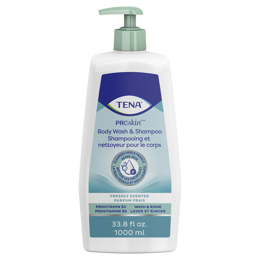 Tena Unscented Shampoo And Body Wash, Pump Bottle, 1,000 Ml, Sold As 1/Each Essity 64343