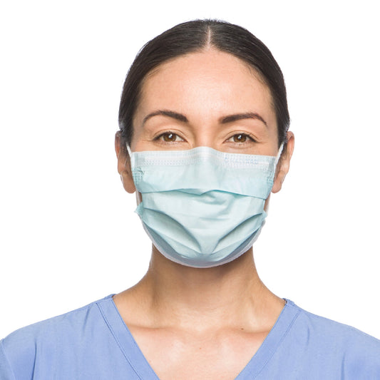 Halyard Procedure Mask, Pleated, One Size Fits Most, Tissue Blue, Non-Sterile, Sold As 50/Box O&M 47080